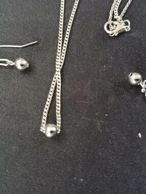 Silver drop necklace and earrings